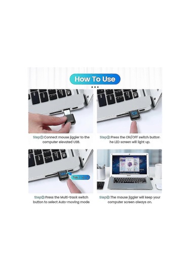 Ayrı Mod Ve Açma/kapama Düğmelerine Sahip, Dijital Ekranlı Usb Fare Jiggler Görünmez Fare Karıştırıcı