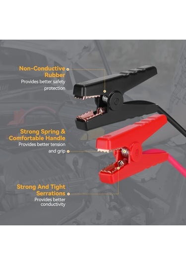 Xuweiwei 12-24v Jump Cable Clip 2m/6.5ft 20v Jumper Kabloları İçin Uyumlu 8awg Araç Akü Başlatma Kablosu