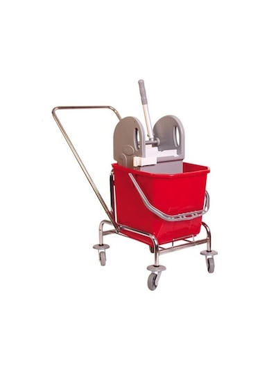 Safell Tek Kovalı Krom Temizlik Seti - Krom Paspas Arabası Kırmızı