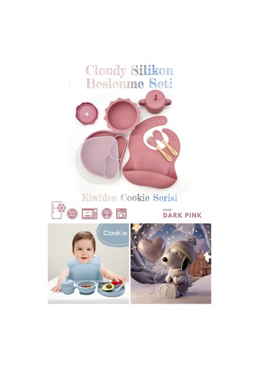 Kiwi Cloudy 11 Parça Full Silikon Bebek Beslenme Seti: Güvenli, Esnek, Bpa / Pvc İçermez