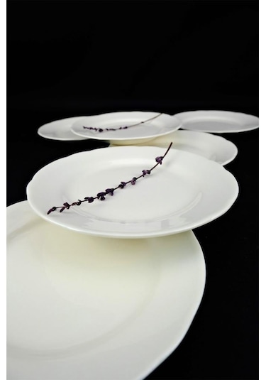 Digithome Papatya 6 Lı Porselen Pasta Ve Sunum Tabağı Seti 19 Cm Krem - Tl4051627 C320.003