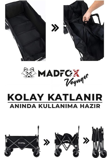 Madfox Voyager Katlanır Kamp Yük Taşıma Arabası Siyah