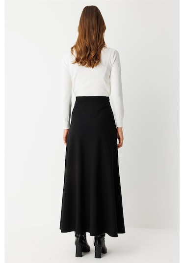 Verev Parça Detaylı Etek Siyah Siyah