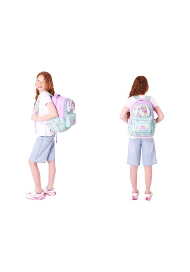 Kaukko Kız Çocuk 3d Unicorn Şekilli Turkuaz Okul Sırt Çantası Ve Isı Yalıtımlı Beslenme Çantası Seti Turkuaz