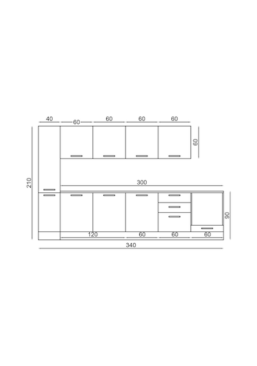 Fly180498-340 Cm Filipa Ank Modüllü Ve Boy Dolaplı Mutfak
