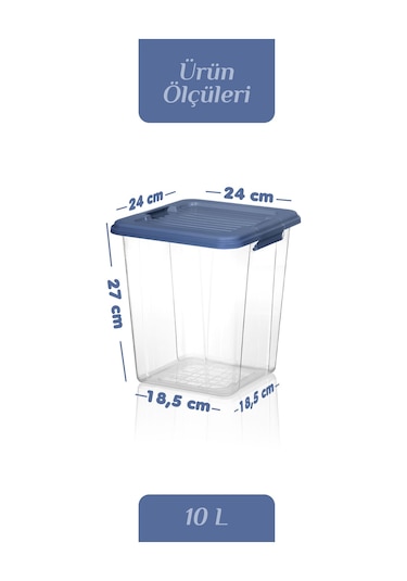 2'li Mega Organizer Box 10l - Un Bakliyat Erzak Saklama Kabı Kilit Kapaklı Deterjan Düzenleyici Kutu Mavi