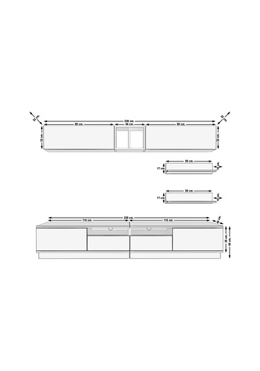 Decoraktiv Trendstyle 5220s Slm Tv Ünitesi Tv Sehpası Beyaz - Siyah
