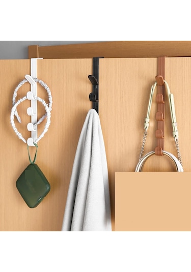 Kapı Arkası Dikey 5 Kancalı Eşya Askısı-al4833 2 Adet Siyah