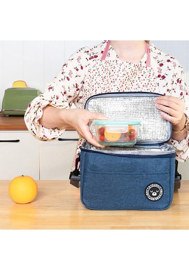 Lacivert Sofieles Piknik Yalıtımlı Öğle Yemeği Kutusu Taşınabilir Soğutmalı Çanta Büyük Kapasiteli Su Geçirmez Öğle Yemeği Çantası Piknik Çantası M Lacivert