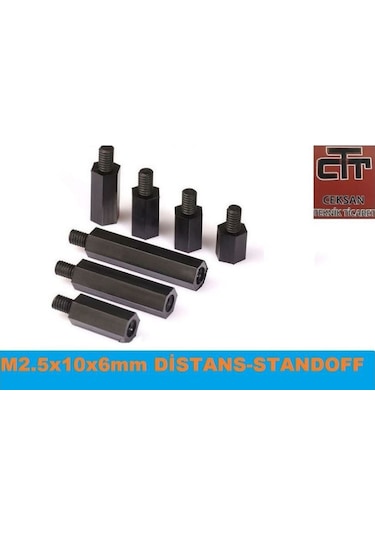 M2.5X10X6 MM Distans-Standoff Plastik Dişi-Erkek Yükselteç 24 Adet