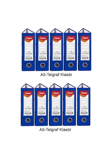 Telgraf Klasör Mavi Geniş A5 Plastik 10 Adet