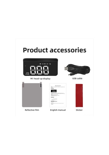 Yuntech01 M1 Gps Araç Hud Gösterici - Hız, Yön, Uydu Sayısı, Hız Aşımı Ve Yorgunluk Alarmı, Otomatik Parlaklık Regülasyonu, Beyaz Işık