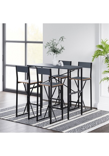 4 Kişilik Gzl Bar Masa Bar Masa Sandalye Takımı Füme 1585