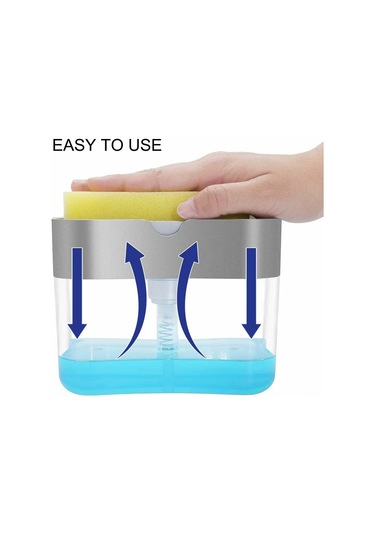 Yunboo Küçük Gri 2'li Mutfak Sabunu Dağıtıcı - 385 Ml Kapasite, Sponge Tutucu İle Asb Malzeme, Ev Ve Ticari Kullanim