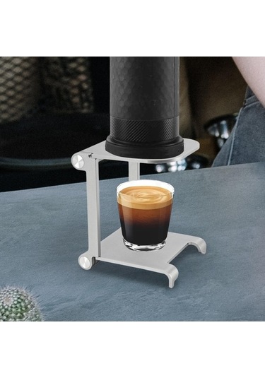 Trendooze Küçük Gümüş Renkli Katlanabilir Alüminyum Manuel Braketi Demleme El Aparatı Gümüş