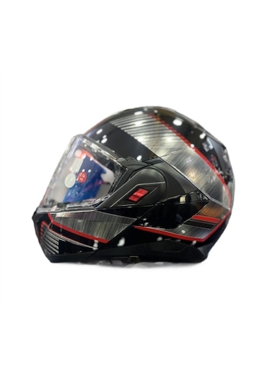 Shark Oxo Sıkter Çene Açılır Gümüş - Siyah - Kırmızı Kask