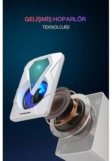 Sprange Sr-pn785 2.0 Rgb Işıklı Multimedia 5v 3w 2 Gaming Oyuncu Speaker -beyaz