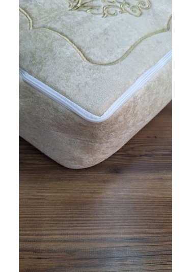 Laura Kadife Gold Nakışlı Hurç Küçük Boy 30x35x15 Cm Söz Çeyizlik Nişan Düğün Gelin Bohçası Vizon