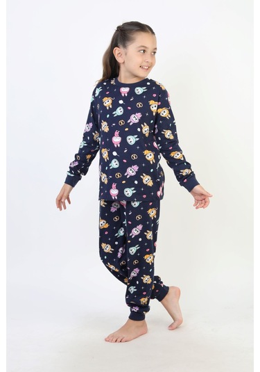 Labubu Desenli Kız Çocuk Takımı Lacıvert