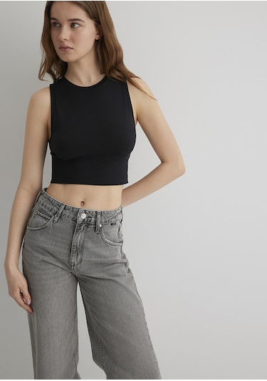 Mavi - Siyah Crop Top 1610786-900 Siyah -556298526-