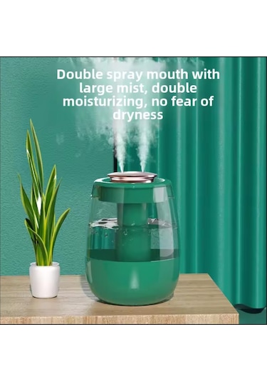 Mighty Yeşil Büyük Kapasiteli 1.3 Lt Usb Ultrasonik Ofis Oda Ve Araba Hava Nemlendirici Buhar Makinesi Aroma Difizörü Çift Püskürtme