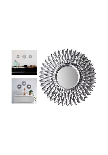 Suntek Yuvarlak Asılı Ayna Ev Şifonyer Dekor Duvar Aynaları Çiçek Şekilli Gümüş