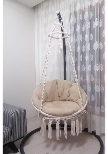 Woodshut Tek Kişilik Makrome Salıncak Mis38003 Naturel