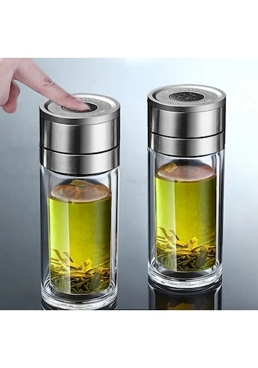 Çift Katlı Cam, Bitki Çayı, Ihlamur, Filtre Kahve Demliği French Şeffaf