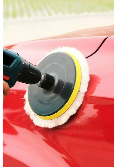 Polisaj Süngeri Seti 4lü Matkap Uyumlu Pasta Cila Yünü Kuzu Postu