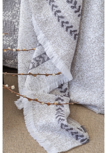 Apricitas Home Crown Gray Çift Kişilik %100 Pamuk Nevresim Takımlı Battaniye Ve Yatak Örtüsü Seti Gri