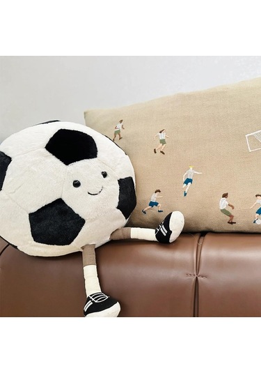 Yaozixa Futbol Desenli Yumuşak Peluş Yastık - 20cm Çap, 100% Polyester Doldurma, Elle Yıkama Önerilir Futbol