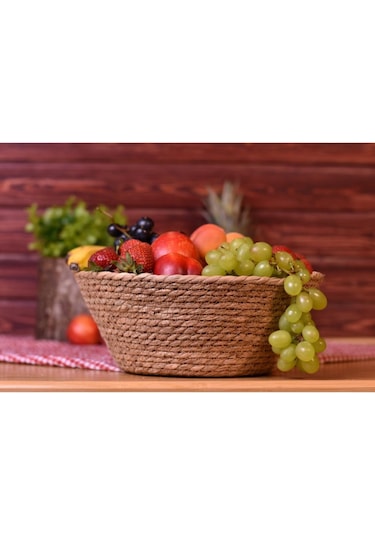 Bambum Oser - Yuvarlak Hasır Sepet 34 Cm