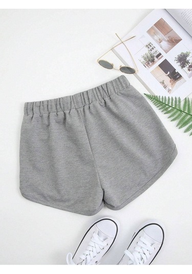 Nasa Bermuda Penye Şort - Gri Baskılı Kordonlu Baskılı Gri