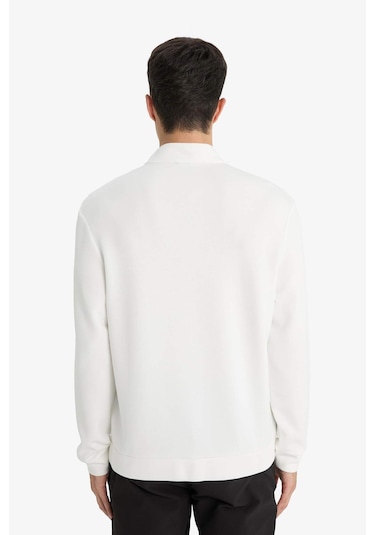 Defacto Regular Fit Dik Yaka Yarım Fermuarlı Sweatshirt F2821ax25auwt34 Beyaz