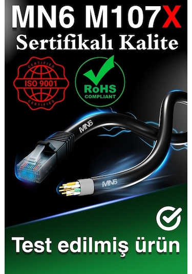 MN6 M107X 25 metre ethernet kablo/UTP 0.57mm Cat6 Iki Kat Korumalı/Dış Mekan/25 Metre Cat6 kablo