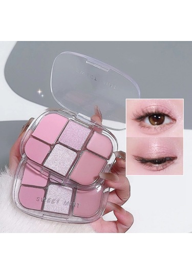 Altı Renkli Mat Pembe Göz Farı Paleti Glitter Mat Göz Farı Yalan İpekböceği 02 9.4g C01