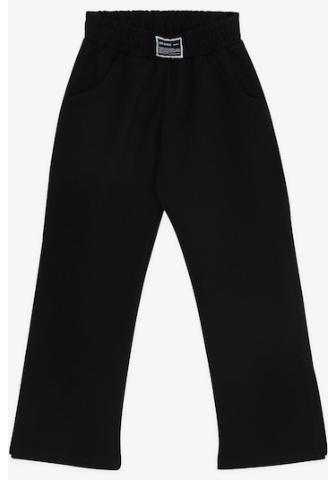 Breeze Kız Çocuk Eşofman Altı Paçası Yırtmaçlı 8-14 Yaş, Siyah