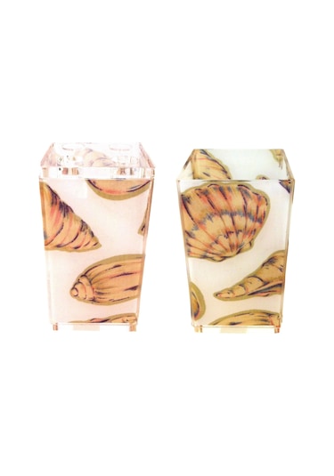 Sıa 2 Li Banyo Seti.Kumaş Istiridye Desenli Akrilik Krem