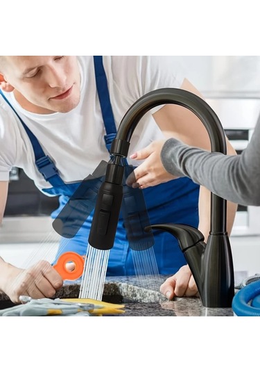 Chuangyinshop Siyah 3 Modlu Su Sıçratmayan Musluk Uzatıcı - Dönen Su Kontrolü Dayanıklı Mutfak Bataryası Siyah