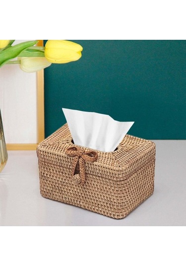 Pazly Yüz Yay Tokası Tutucu Suntek Rattan Mendil Kutusu Kapağı Ev Dekor Jp Diğer