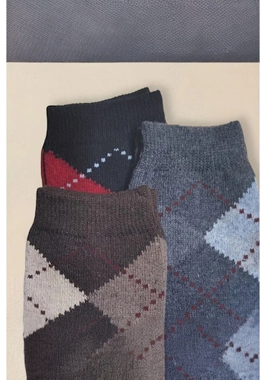 Erkek 5 Çift Günlük Sıkmayan Boğazlı Terletmez Ekose Desenli Baba Çorabı Asorti