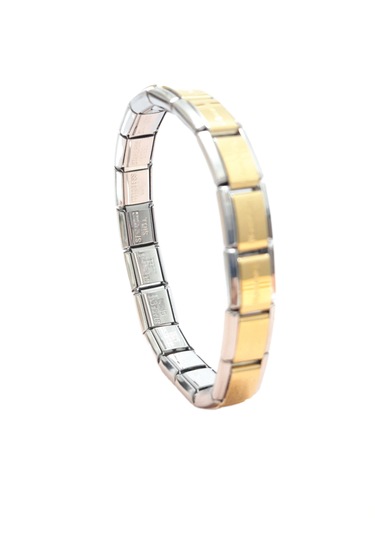 Çelik Bileklik İtalyan Charm Model Unisex Erkek Kadın 3 Mm 18 Cm Ortası Altın Sarısı Gold Gümüş Gold - Gümüş