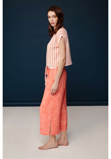 Bonnie&Clyde - Kadın Somon Viskon Pijama Takımı -5214 Somon