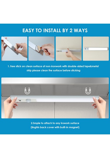 Hangfox 46 Led'li Akıllı Dolap Lambası - Pır Hareket Algılama, Elle Tarama, Sürekli Aydınlatma Modu, Manyetik Taban, Type C Şarj, 1500mah Pil, Beyaz Işık Beyaz