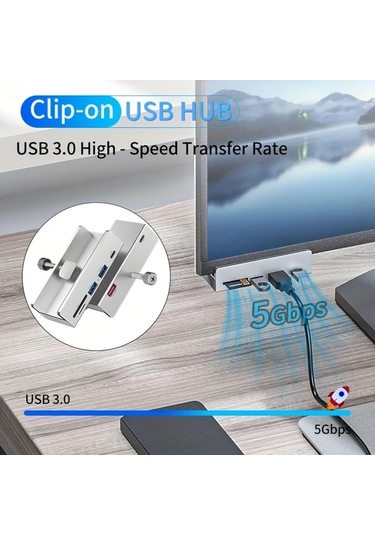 Honeybeeshop Usb 3.0/2.0 Klipsli Alüminyum Dock İstasyonu Veri, Şarj, Tf/sd Kart Okuyucu L-049a