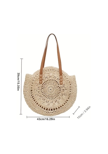 Yuvarlak Hasır Dokuma Kadın Çantası,