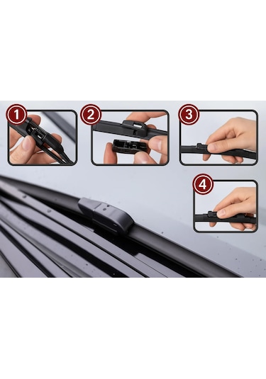 Tesla Model Y 2021-2024 2'li Ön Cam Sileceği Sağ Sol Silecek Takımı Aparatlı Silecek