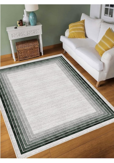 Yeşil Gri Dijital Baskı Salon Halısı Kaymaz Tabanlı Yıkanabilir Halı Yolluk 528 Yeşil