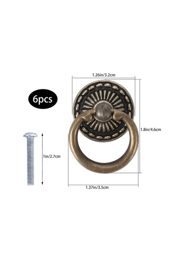 Mobilya, Gardırop, Çekmeceli Dolap, Dolaplar İçin Antika Bronzdan Yapılmış 6 Adet Vintage Çekmece Kulpu Diğer