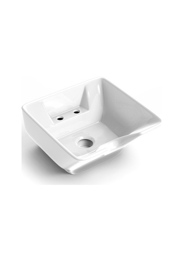 Seramik Kuaför Lavabosu 57 Cm Beyaz Bayan Kare Yıkama Başlığı Beyaz